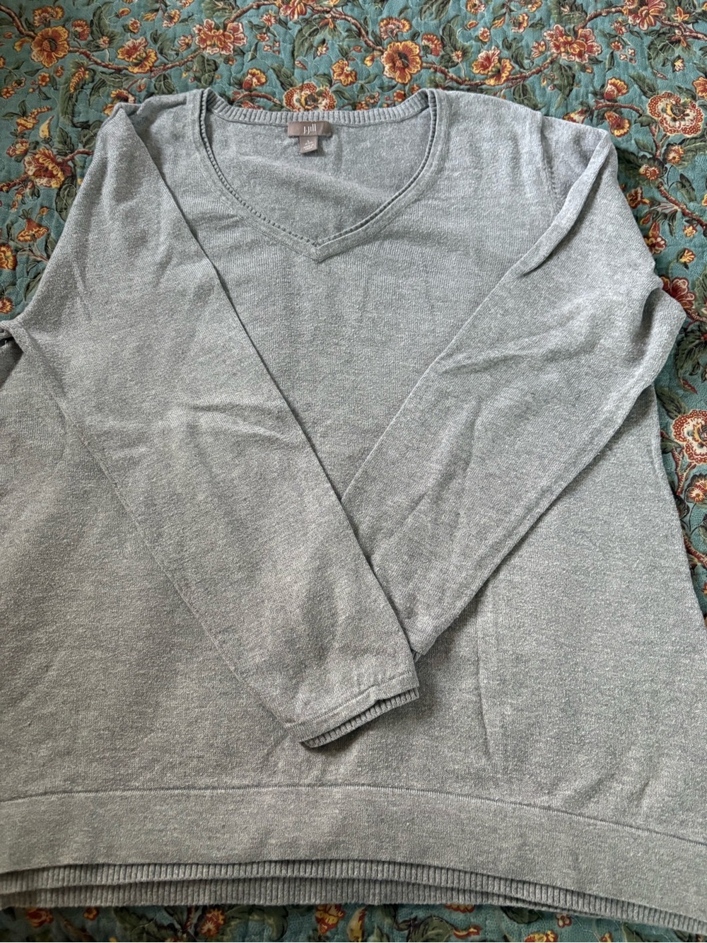 J. Jill Heather Gray V-Neck Women's Sweater